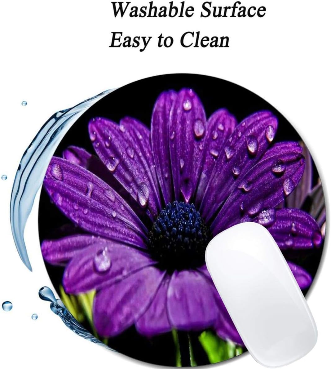 Purple Flower Mouse Pad Round Non-Slip Rubber Mousepad Laptop Office Computer Decor Cute Desk Accessories Customized Design Mouse Pad