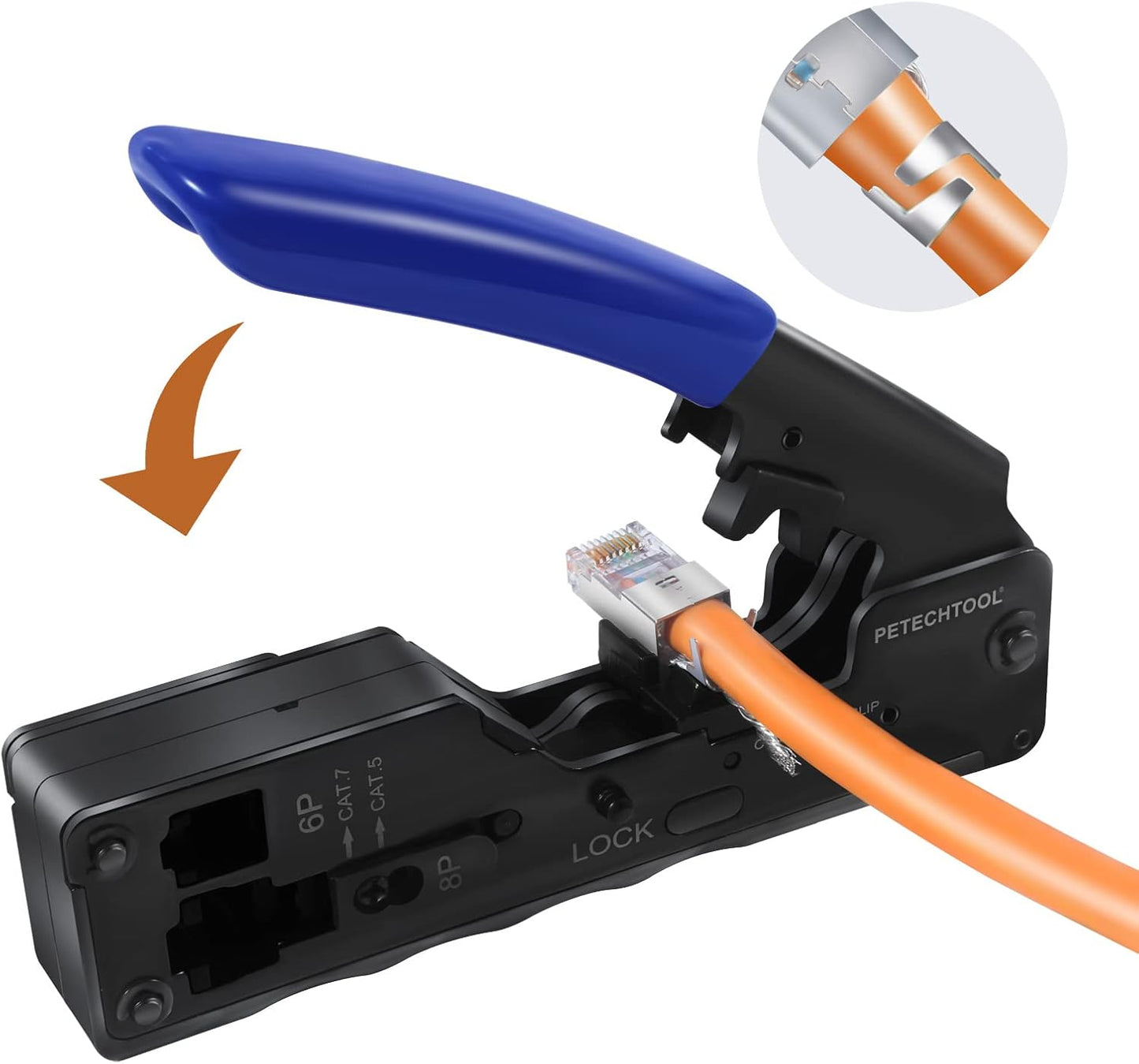 RJ45 Crimp Tool Ethernet Crimping Tool Wire Cutter Crimper For Cat7 Cat6a Cat6 Cat5e Pass Through Connectors