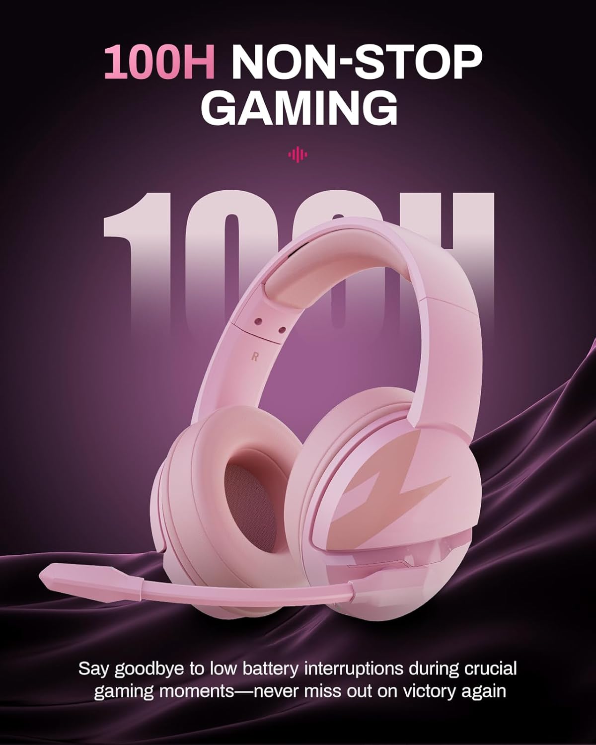 acer Wireless Gaming Headset, PS5 Headset with 2.4GHz for Ps5, Ps4, PC, Switch, Bluetooth 5.3 + 100Hrs Gaming Headphones with Noise Canceling Mic for Laptop, Mobile, Mac, 50mm Drivers (Pink)