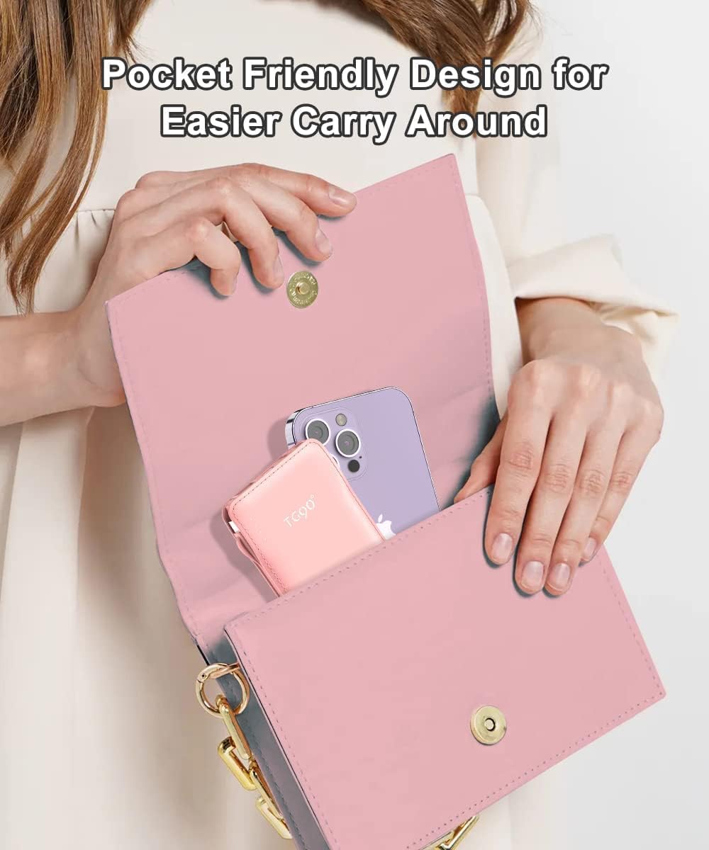 TG90° 10000mah Portable Charger Power Bank with Built-in Cables,Travel Essentials Battery Pack with Cords Portable Phone Charger Compatible with iPhone and Android Smart Devices