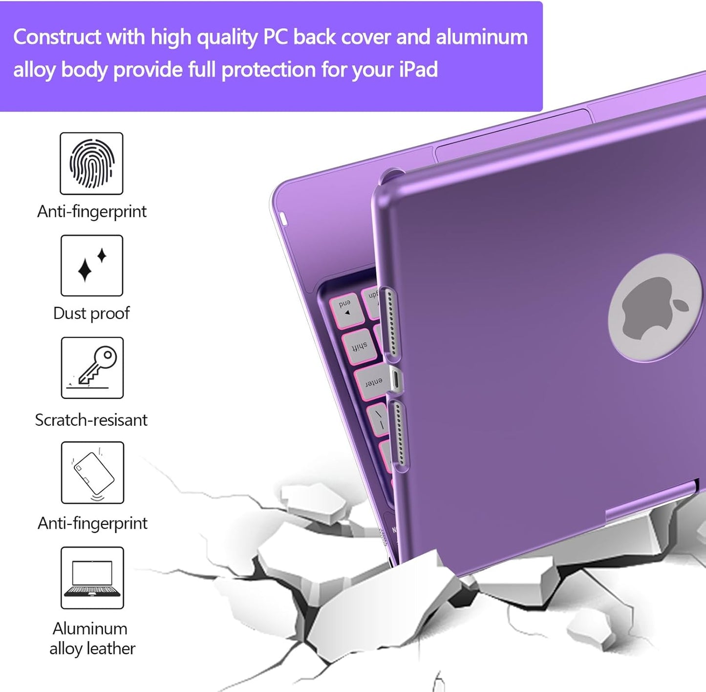 Keyboard Case for iPad 10.2 9th/8th/7th Gen - 360 Rotatable Protective Cover With Touch Keyboard, Pencil Holder for iPad 9/8/7 Generation