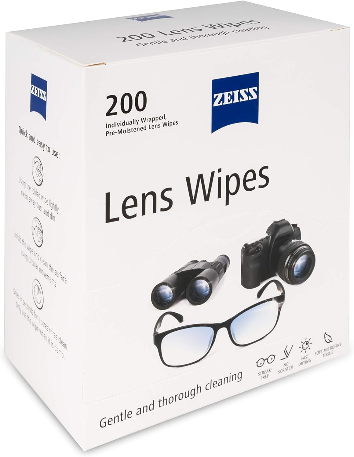 ZEISS Pre-Moistened Lens Cleaning Wipes, 200 Count