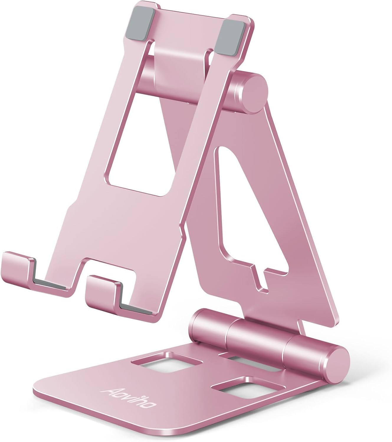 Cell Phone Stand for Desk, Adjustable Desktop Phone Holder Stand, Foldable Moblie Phone Dock for iPhone 15 14 13 12 11 Pro Xs Max Xr X 8 7 6 5 5s SE Nintendo Switch All Phones, Rose Gold