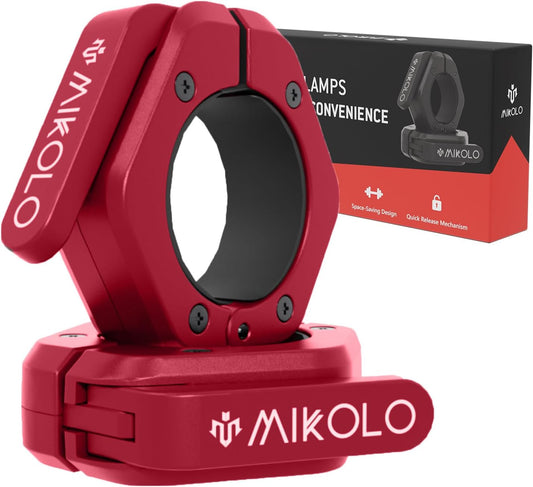 Mikolo Barbell Clamps,2-Inch Olympic Barbell Clips with Anti-Slip TPR Lining and Quick Release for Home and Gym Use