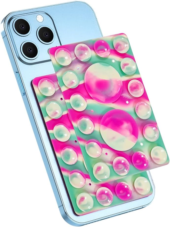 Silicone Suction Phone Holder Mount,Silicon Adhesive Phone Accessory for iPhone and Android, Hands-Free Mirror Shower Phone Holder,TikTok Videos and Selfies (Multicolor, Single Sided)