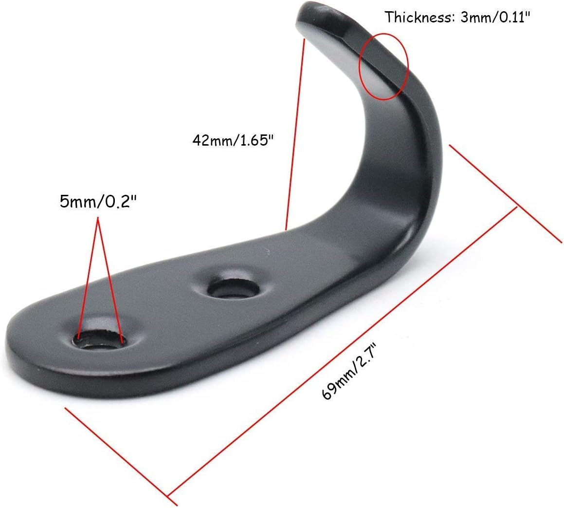 Flyisland Wall Hooks 8 Pcs, Coat Hooks Garage Hook Wall Mounted Hat Hangger Hooks Robe Hook Single Coat Hanger Heavy Duty (8 Pack, Black Round)