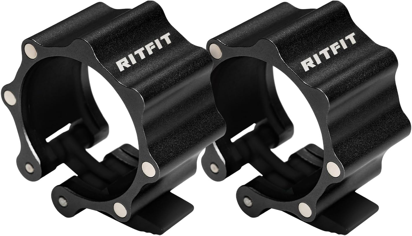 RitFit 2-Inch Magnetic Barbell Collars Locking Clamps - Heavy Duty Aluminum Alloy, Quick Release with Non-Slip TPR Pads for Olympic Weightlifting Powerlifting Training (Pair)