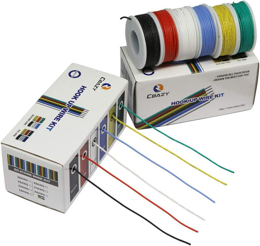 Hook up Wire Kit (Stranded Wire Kit) 18 Gauge Flexible Silicone Rubber Electric Wire 6 Colors 16.4 feet Each 18 AWG