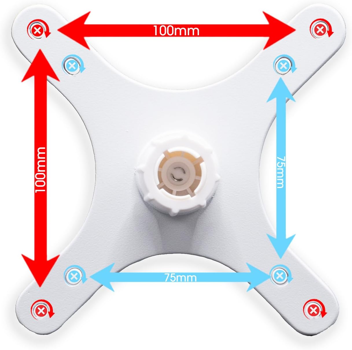 Kado Portable Monitor Stand Bracket Plate Adapter White, Wall Mount Arm Mount 17mm Ball Head to 100x100mm 75x75mm M4 Screw Set, Tripod Camera Stand for Desktop Monitor Portrait/Landscape Mode