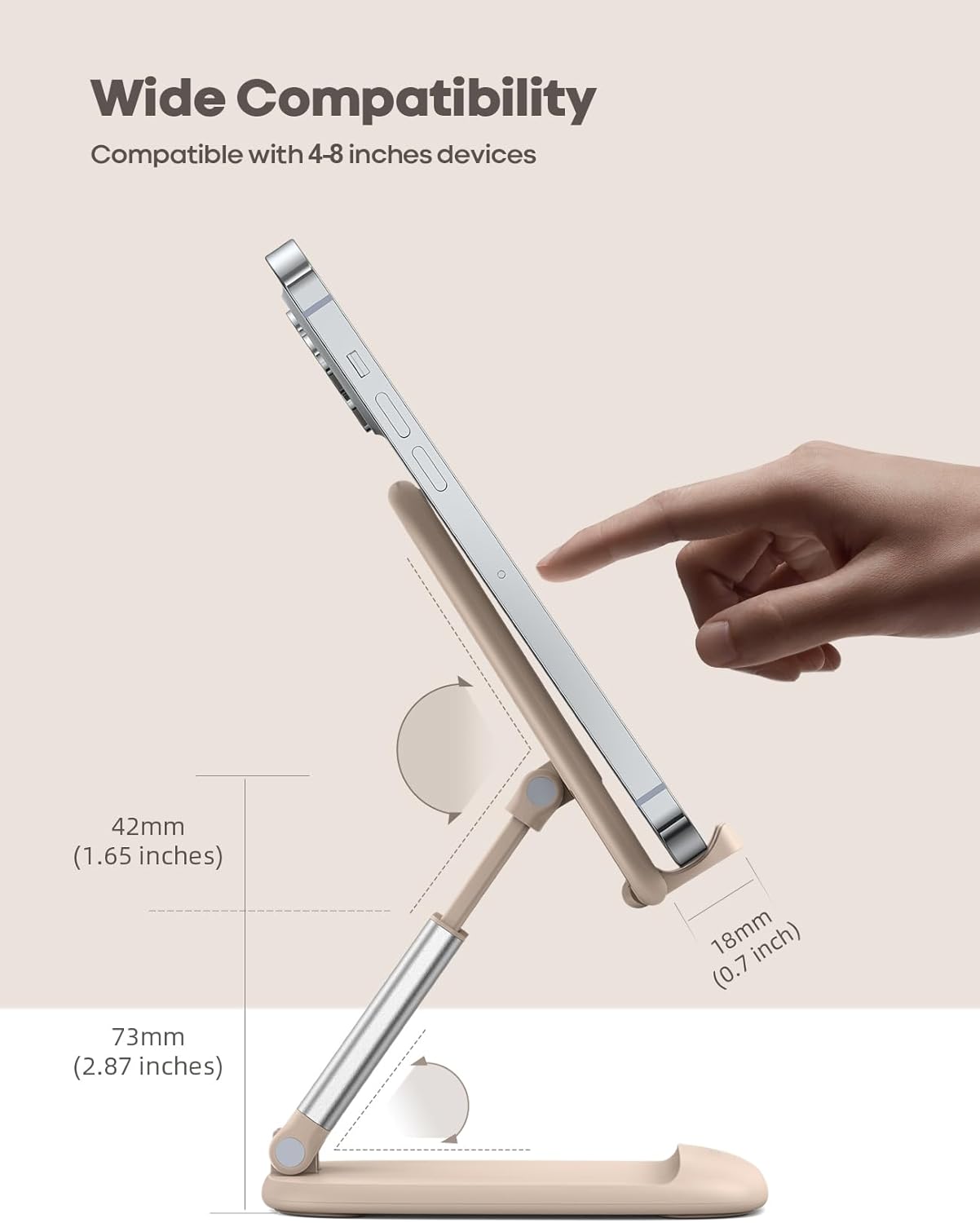 Lamicall Khaki Phone Stand for Desk - Cell Phone Holder Khaki Desk Accessories Desktop Office Must Have Compatible with iPhone, 4-8'' Smartphone
