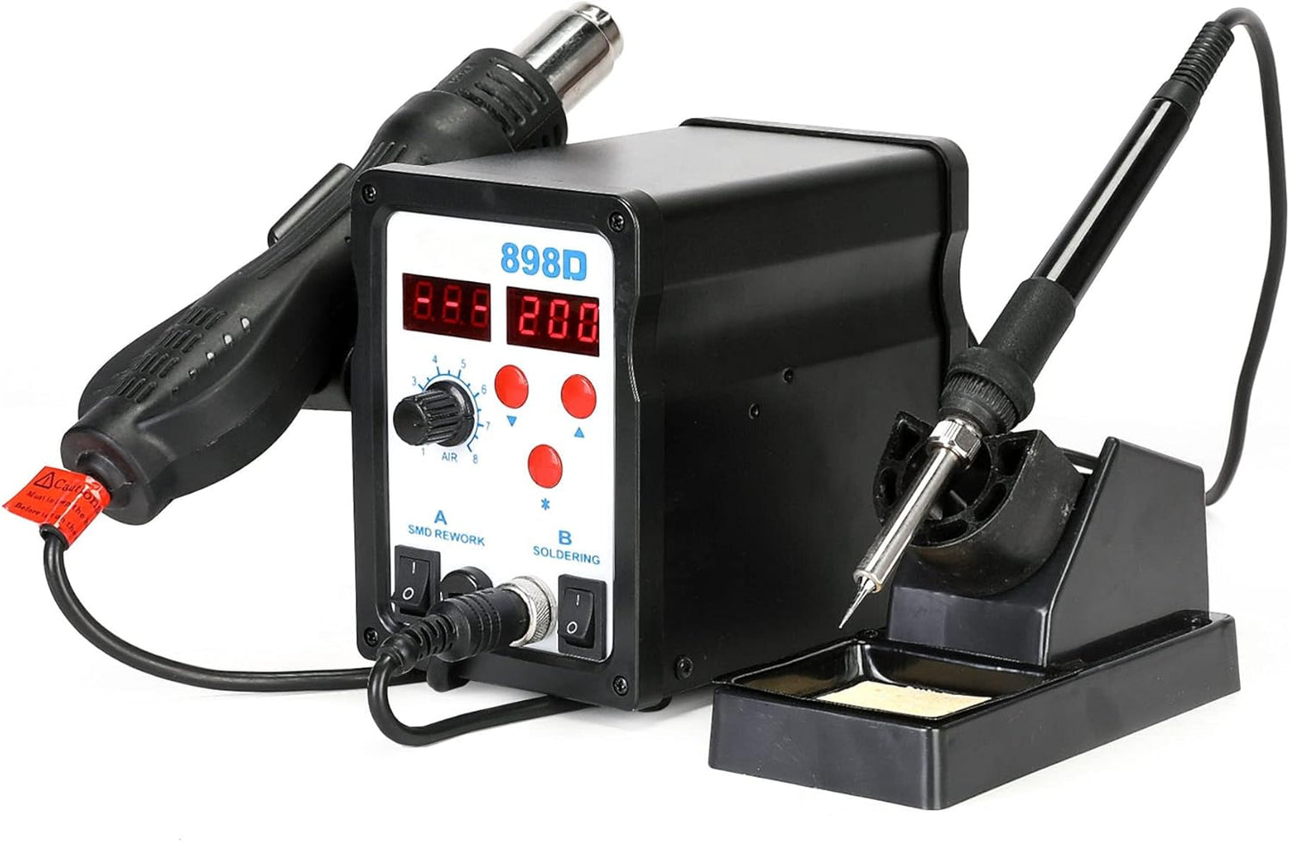 CREWORKS 2 in 1 SMD Soldering Iron & Hot Air Rework Station with LED Display, 898D Soldering Kit with Heat Gun, Digital Electronic Repair Tool with 11pcs Soldering Tips