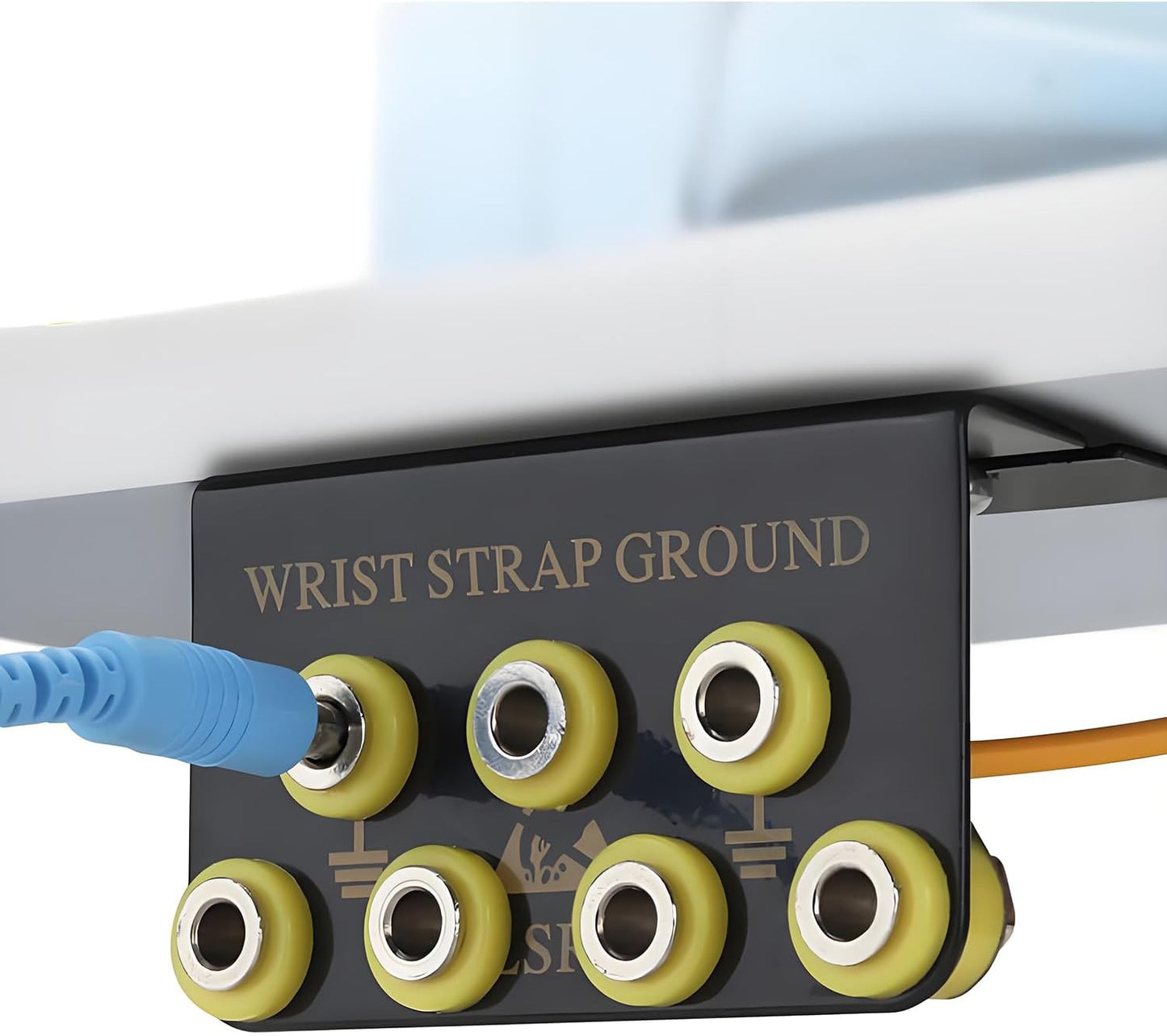 7-Port ESD Wrist Strap Grounding Kit with 5.9 ft Terminal Cable and Anti-Static Socket Connector, L-Shaped Aluminum Hub with 1 MΩ Resistors, Static Protection for Electronics Workbench(7-Port(2Pack))
