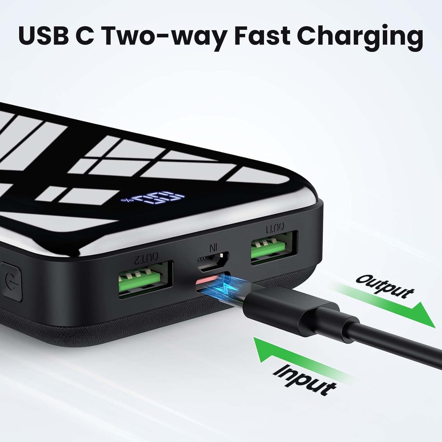 Portable Charger Power Bank 27000mAh, 22.5W Fast Charging USB C External Battery Pack, 3 Outputs & 2 Inputs, LED Display, Battery Cell Phone Bank for iPhone 16/15/14, Samsung Galaxy, Android