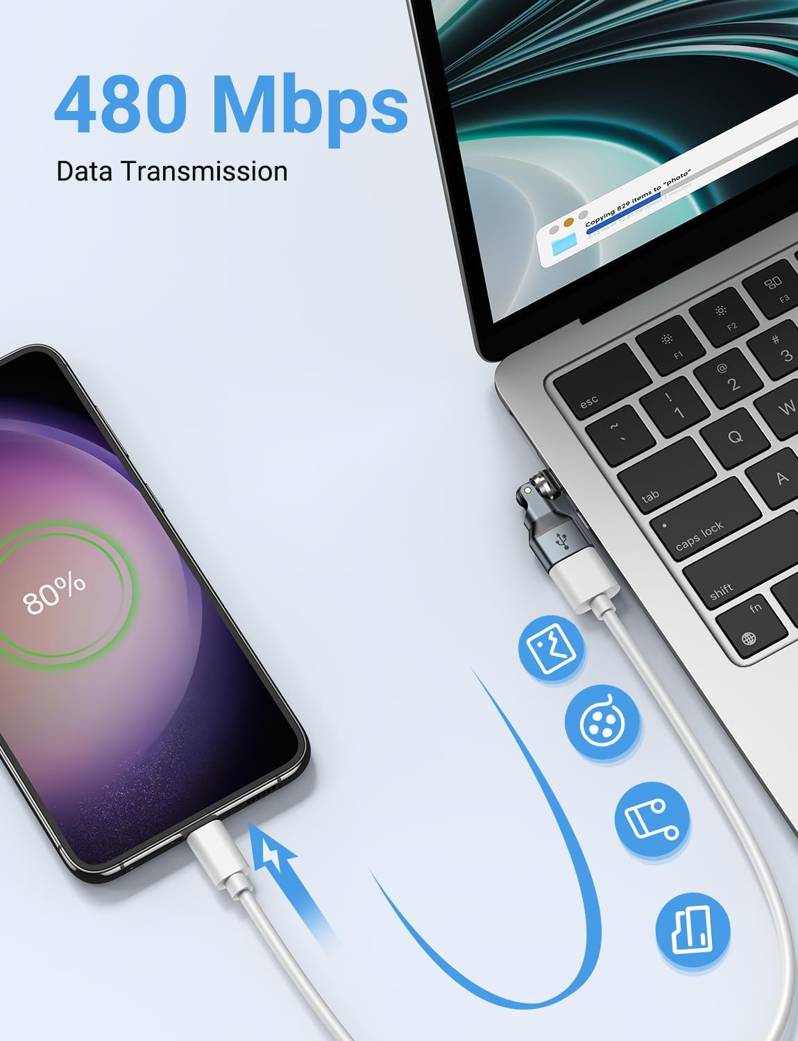 USB C to USB Adapter [2 Pack], Can be Rotated 540 Degrees for Use, USB C Male to USB Female 2.0 Adapter, Type C to USB A OTG Adapter for MacBook Pro, Phone 15 16 Pro Max, Pad Mini/Pro, Samsung Galaxy