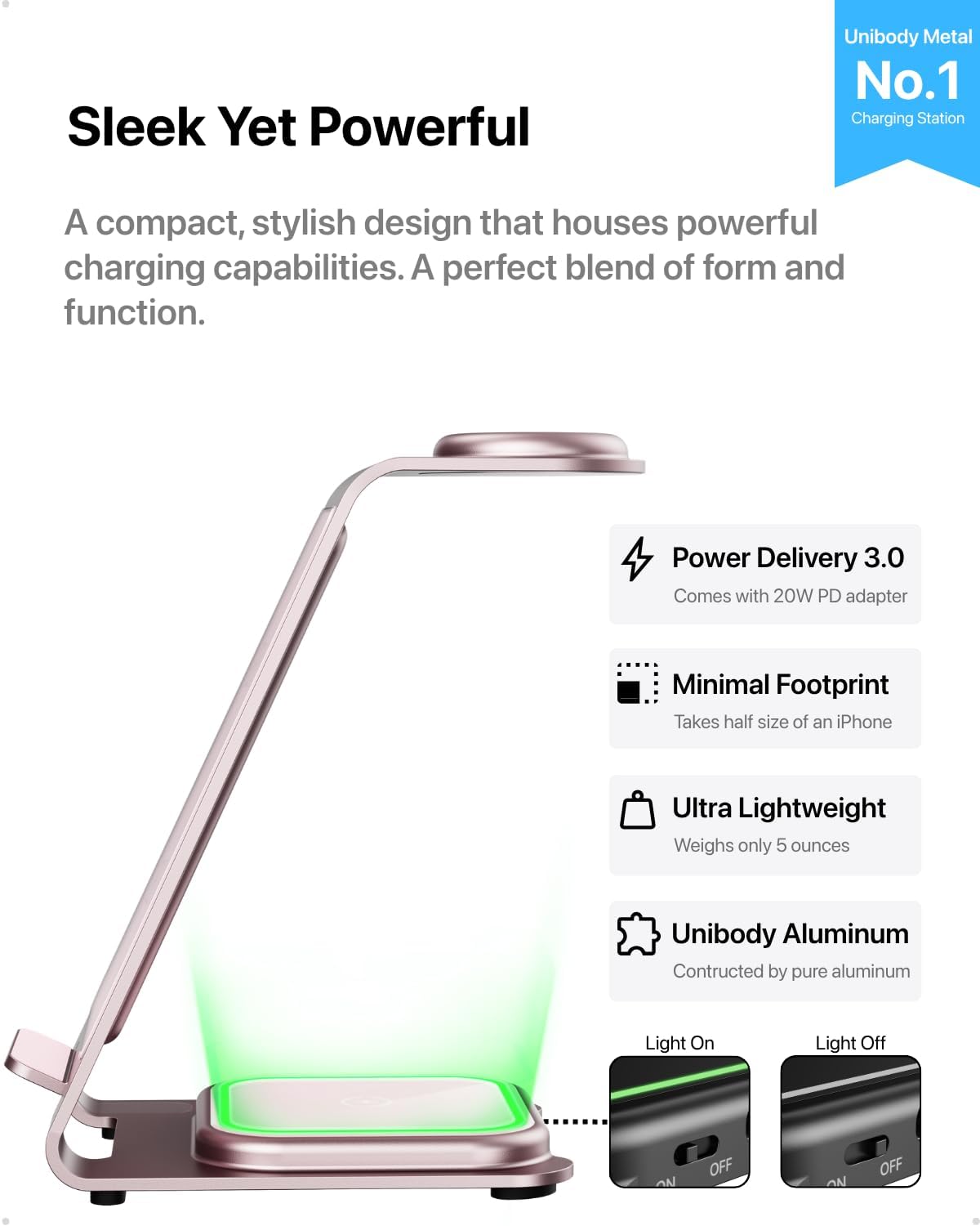 Intoval 3 in 1 Wireless Charging Station for iPhone 16 15 14 13 12 11 X Pro Max, Wireless Charger for Apple Watch 10 Ultra 3 SE 9 8 7 6 5 4 3 2, for AirPods 4 Pro Pro 2 3 (Y93, Pink)