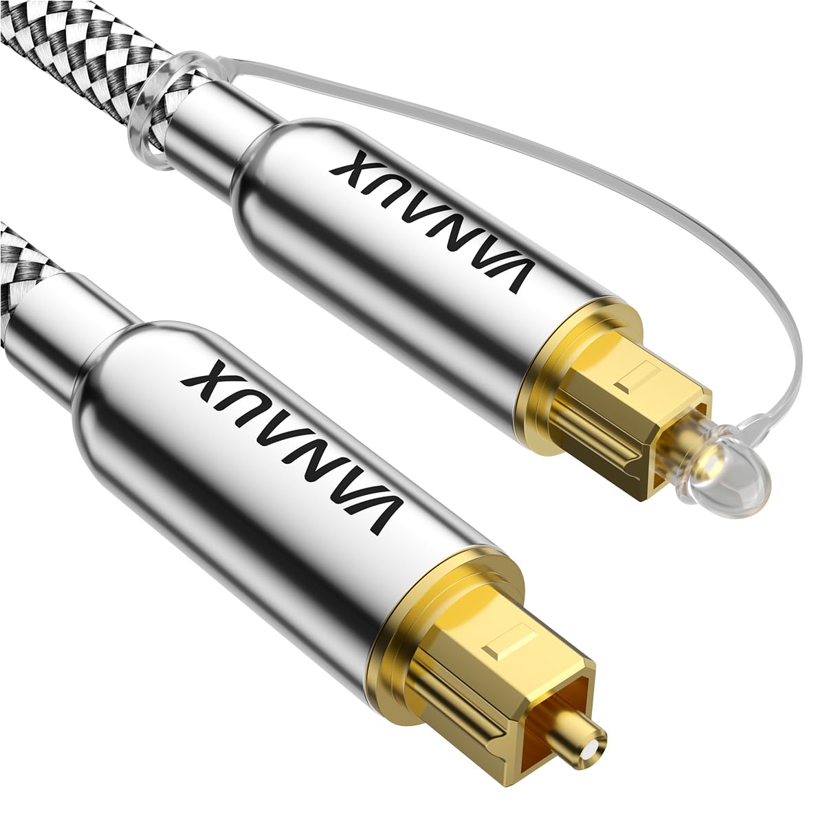 VANAUX Digital Optical Audio Cable 15FT (24K Gold Plated Connectors, Aluminum Alloy Shell,Braided Jacket) S/PDIF Toslink Cable Fiber Optic Cable for Home Theater, Soundbars, Gaming Consoles