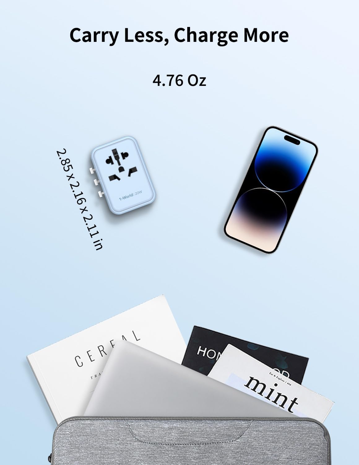 MOMAX Universal Travel Adapter, 20W+18W International Plug Adapter with 2 USB-A Quick Charging & 1 USB C PD Fast Charging, 1 AC, All-in-One Wall Charger for USA EU UK AUS JP(Type C/A/G/I)