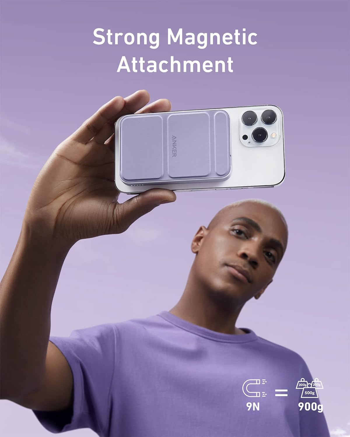 Anker 622 Magnetic Battery (MagGo), 5,000mAh Foldable Magnetic Wireless Portable Charger with Stand and USB-C Port (On The Side), Magsafe-Compatible for iPhone 16/15/14/13 Series