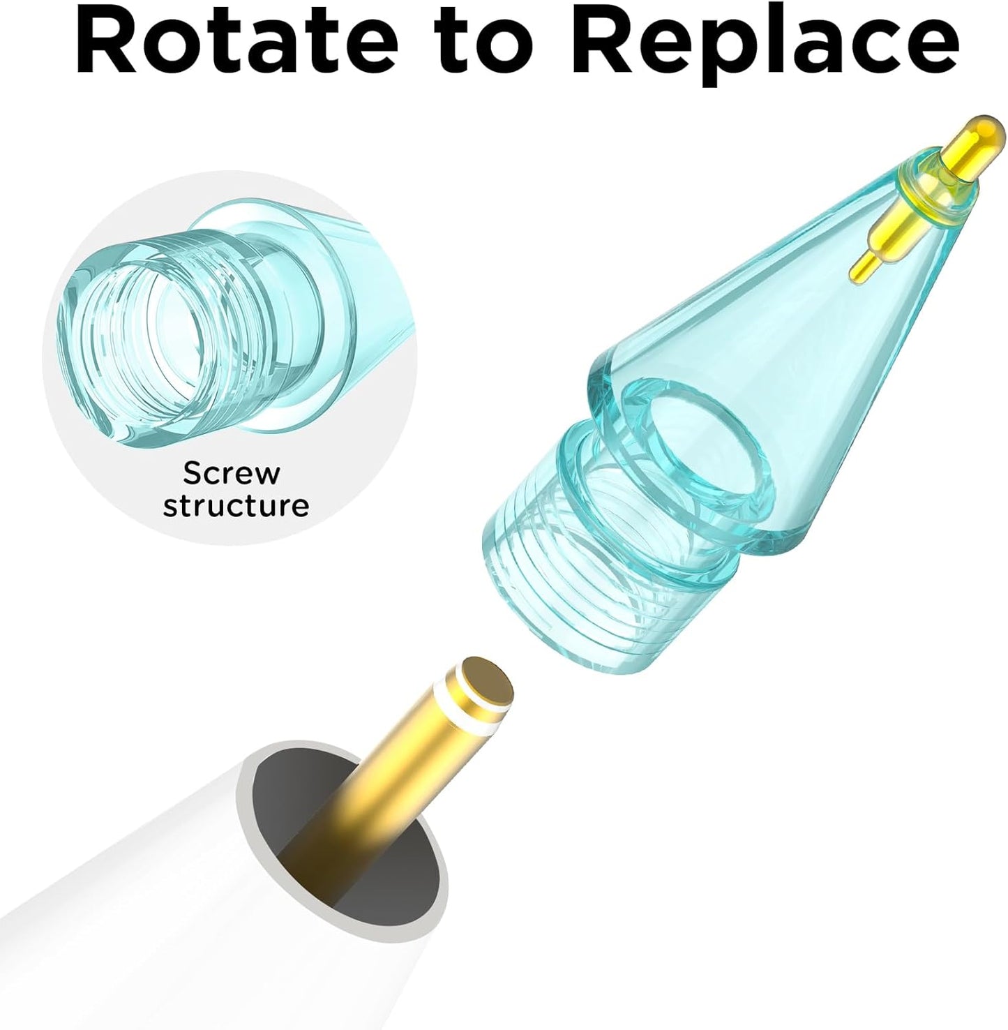 8 Pack Fine Point Replacement Tips Compatible with Apple Pencil 2nd Generation, Apple Pencil 1st Generation, Apple Pencil USB-C & Apple Pencil Pro Colorful iPencil Nibs (Pink+Blue+ Clear +White)