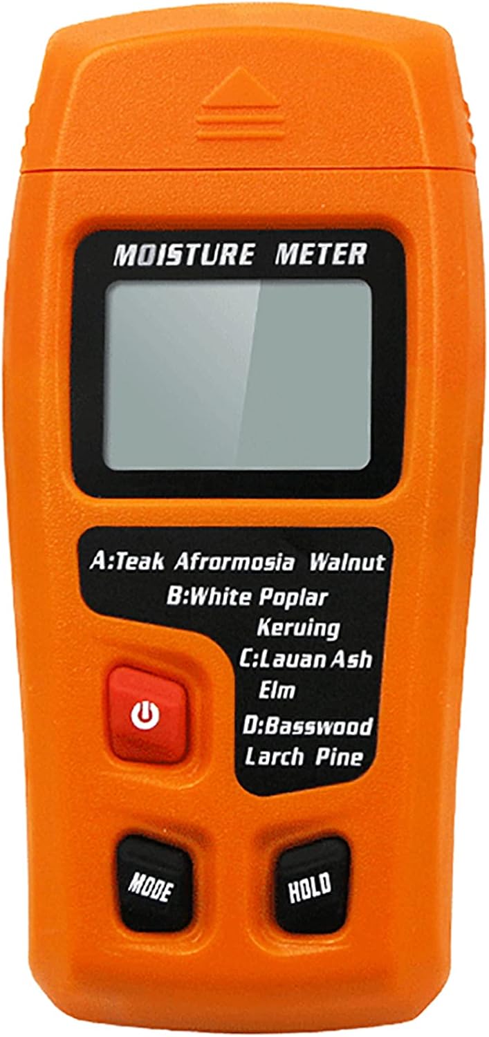Digital Wood Moisture Meter Wood Humidity Tester Hygrometer Timber Damp Detector Large LCD Display (Orange)