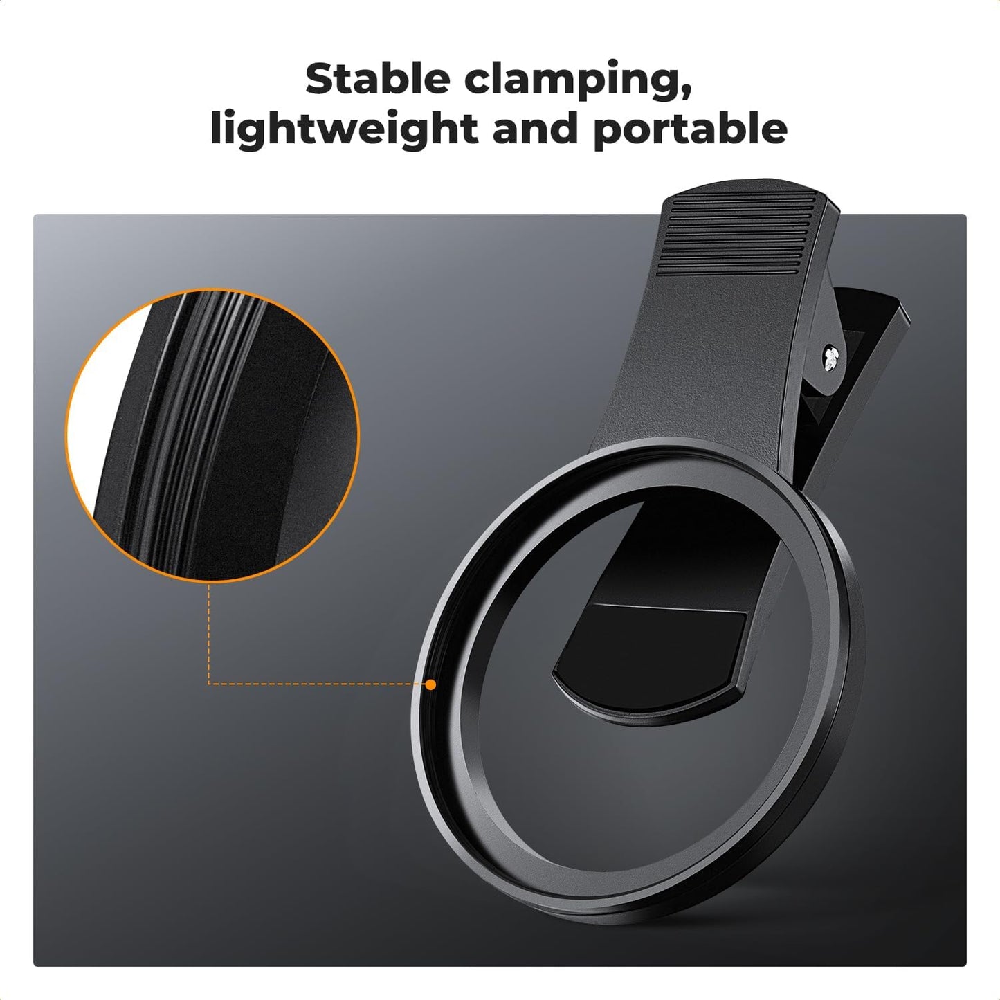 K&F Concept 67mm Clip-on Black Diffusion 1/4 Phone Camera Lens Filter Kit, Mist Cinematic Effect Filter Compatible with iPhone 16 15 14 13 12 11, for Video/Vlog/Portrait Photography