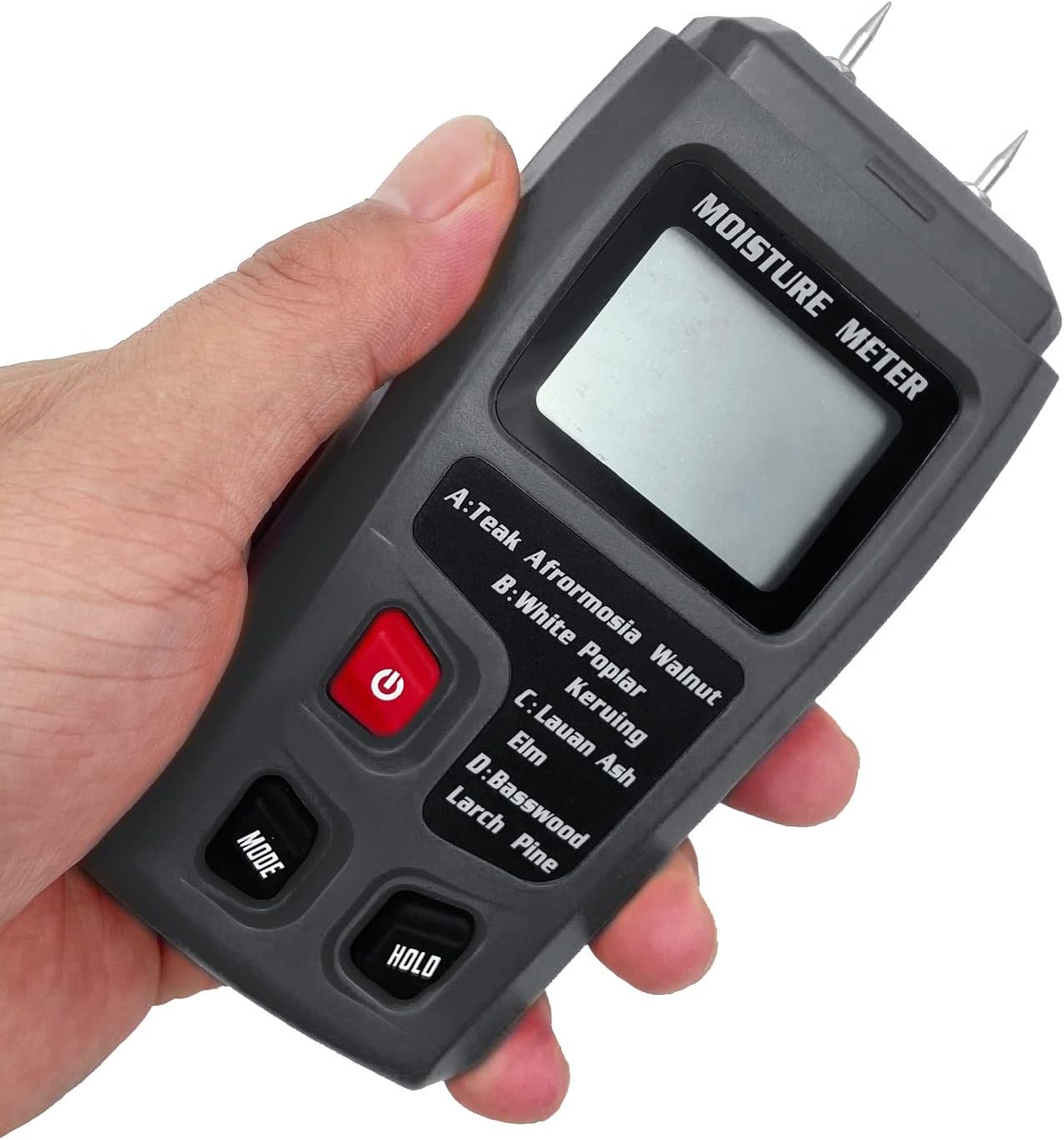 Digital Wood Moisture Meter Wood Humidity Tester Hygrometer Timber Damp Detector Large LCD Display (Grey)