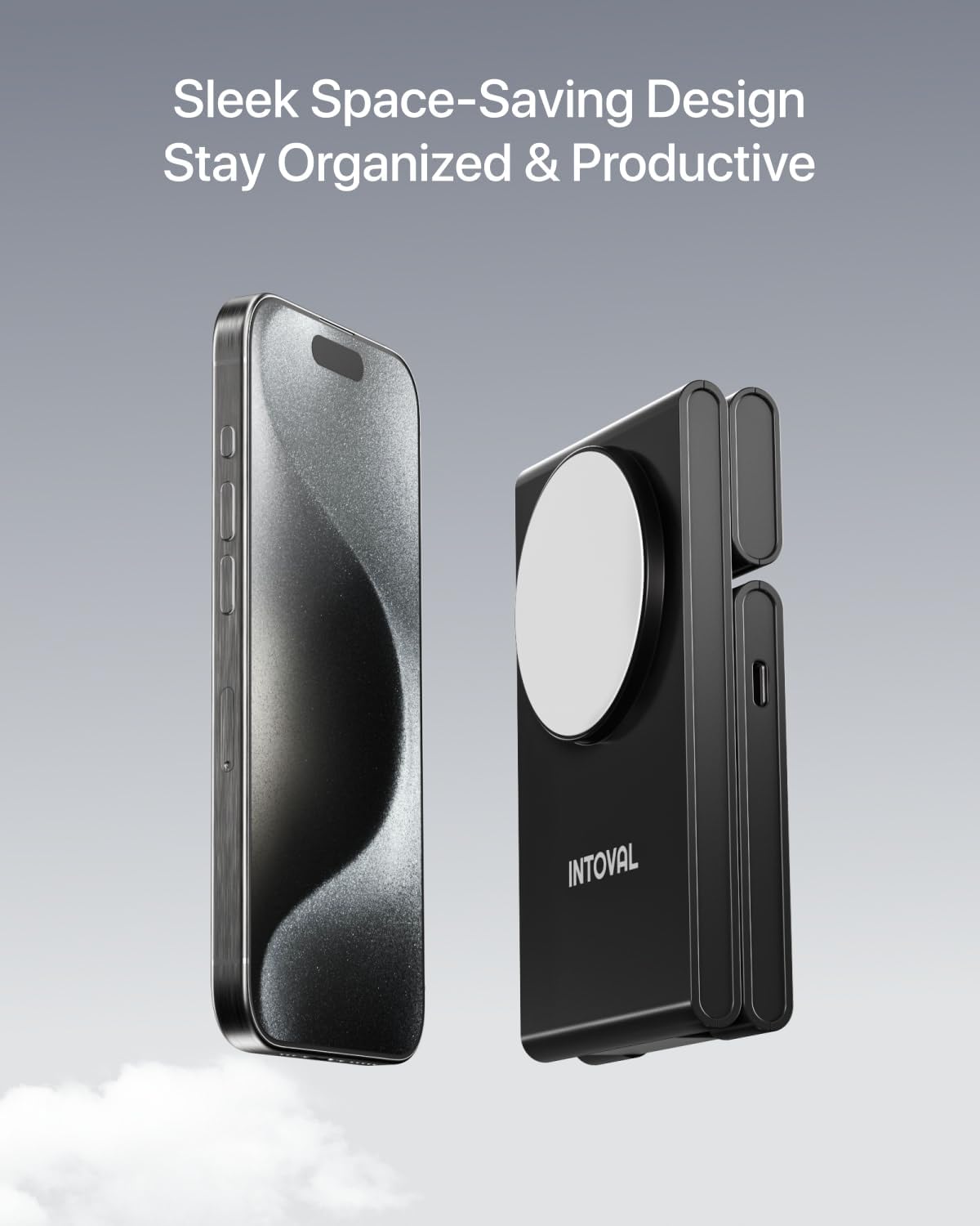 Intoval 3-in-1 Magnetic Charging Station, Travel Foldable Charging Dock for Magsafe iPhone 16 to 12(Plus/Pro/Pro Max), Apple Watch and AirPods, Desk and Bedside Trio Magnetic Stand (M5,Black)