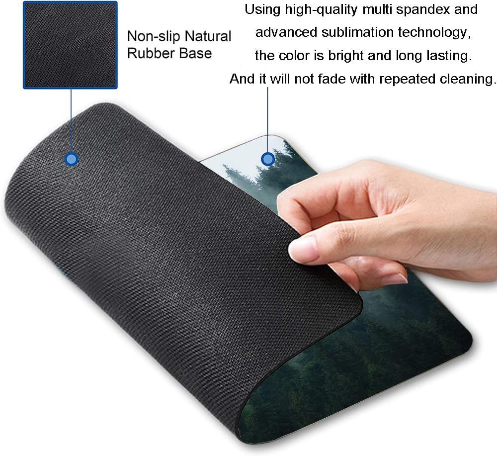Mouse Pad, Fog Forest Mouse Mat, Waterproof Non-Slip Rubber Base MousePads for Office Laptop Computer Desk, Natural Landscape