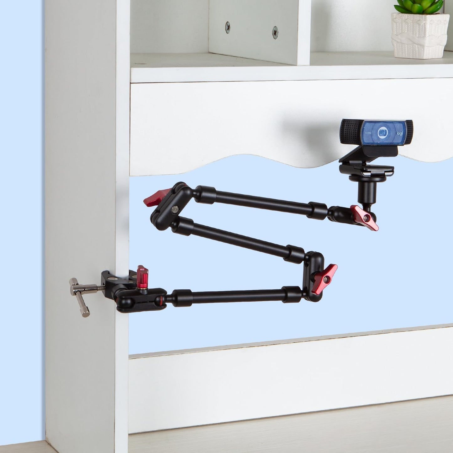 Adjustable Mobile Phone Holder for Desk, Wall Mount and Ceiling Mount Bracket for Phone and Other Smartphones (Metal Base +82cm arms)