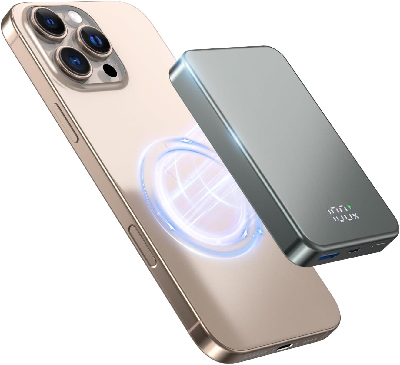 for Magsafe Portable Charger, Aluminum Alloy Small 10000mAh 20W PD Magnetic Power Bank, USB-C in&Out Wireless Battery Pack Phone Charger for iPhone 16/15/14/13/12 Plus Pro Max Series -Gray