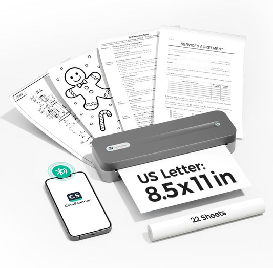 P1 Pro Thermal Printer, Large Format Portable Bluetooth Inkless Printer with 1 Roll Paper 8.5x11 Inch, Compatible with iPhone ＆ Computer,Home Office Essentials