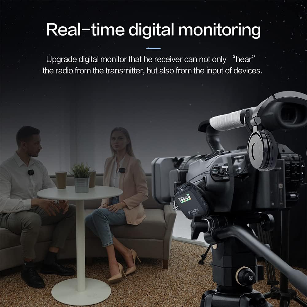 SYNCO G2A2 Pro Microphone, Wireless Lavalier Microphone, 200m (656 ft) Range, 8 Hours Life, Compatible PC, Smartphone, DSLR, for Outdoor Video, News interview, Vlogs