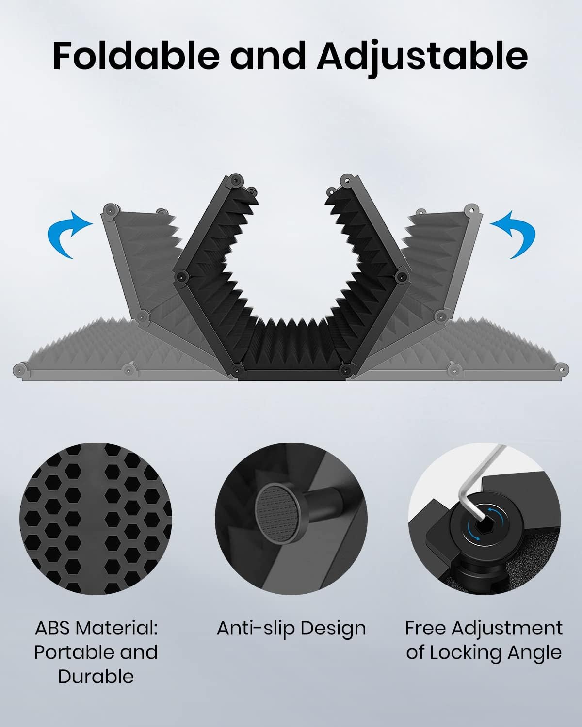 Moukey Microphone Insulation Sound Insulation Sound Shield Isolation, 5 Sides Microphone Sound-Absorbing Foam Reflector for Recording Studio, Podcasts, Vocals and Broadcasting