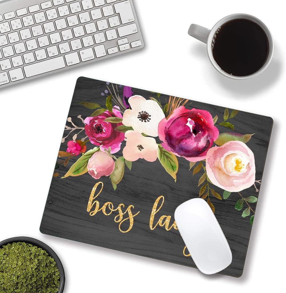 Mouse Pad, Cute Boss Lady Quote Mouse Pad for Women, Square Motiavation Mousepad for Office Laptop, Non-Slip Rubber Computer Mouse Pads for Wireless Mouse, Personalized Mouse Pads for Desk