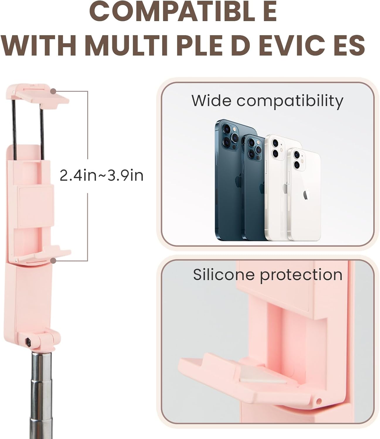 MQOUNY Phone Tripod, Portable Selfie Stick with Remote,Pocket Size Selfie Stick for iphone，Mini Travel Compact Phones Selfie Sticks with Phone Holder for Content Creation/Vlog/Video Record/Live Stream