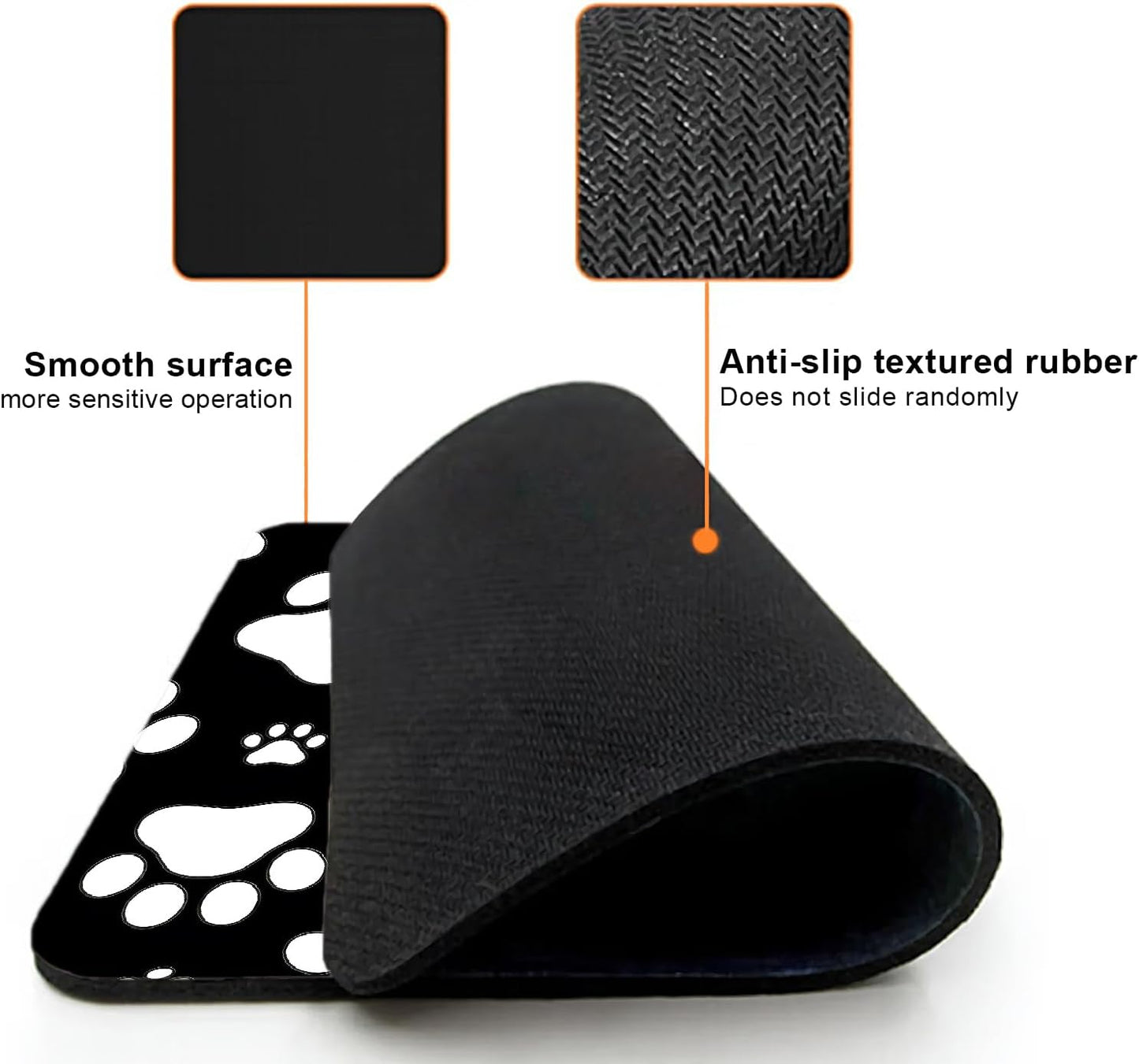 Mouse Pad, Cute White Dog Paw Mouse Pads for Desk, 9.5" x 7.9" Non-Slip Rubber Base Computer Mousepad with Women, Portable Square Design for Wireless Mouse and Pad Laptop Office & Travel