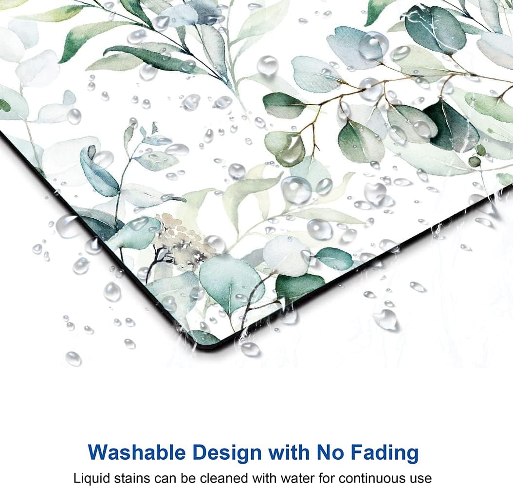 Plant Leave Mouse Pad - Square Waterproof Non-Slip Rubber Base for Office Laptop, 9.5"x7.9"x0.12" Inch (Green Grass)