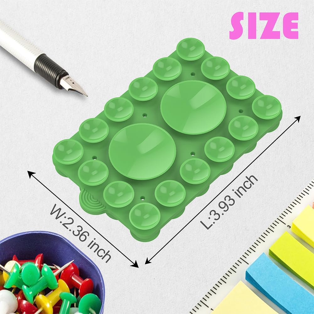 Silicone Suction Phone Holder Mount, Silicon Phone Accessory for iPhone and Android, Hands-Free Mirror Shower Mount, TikTok Videos and Selfies (Grass Green 2Pack, Double Sided)