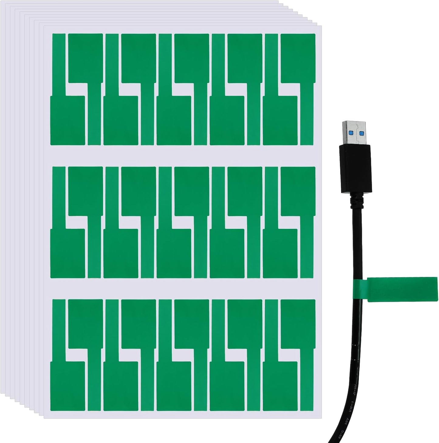 uxcell 300 Pcs Cable Labels, Waterproof Wire Cord Labels Tags, Cord Organizer Management Tags for Charger Cable Organizer Wire Markers Printer and Handwriting, Green