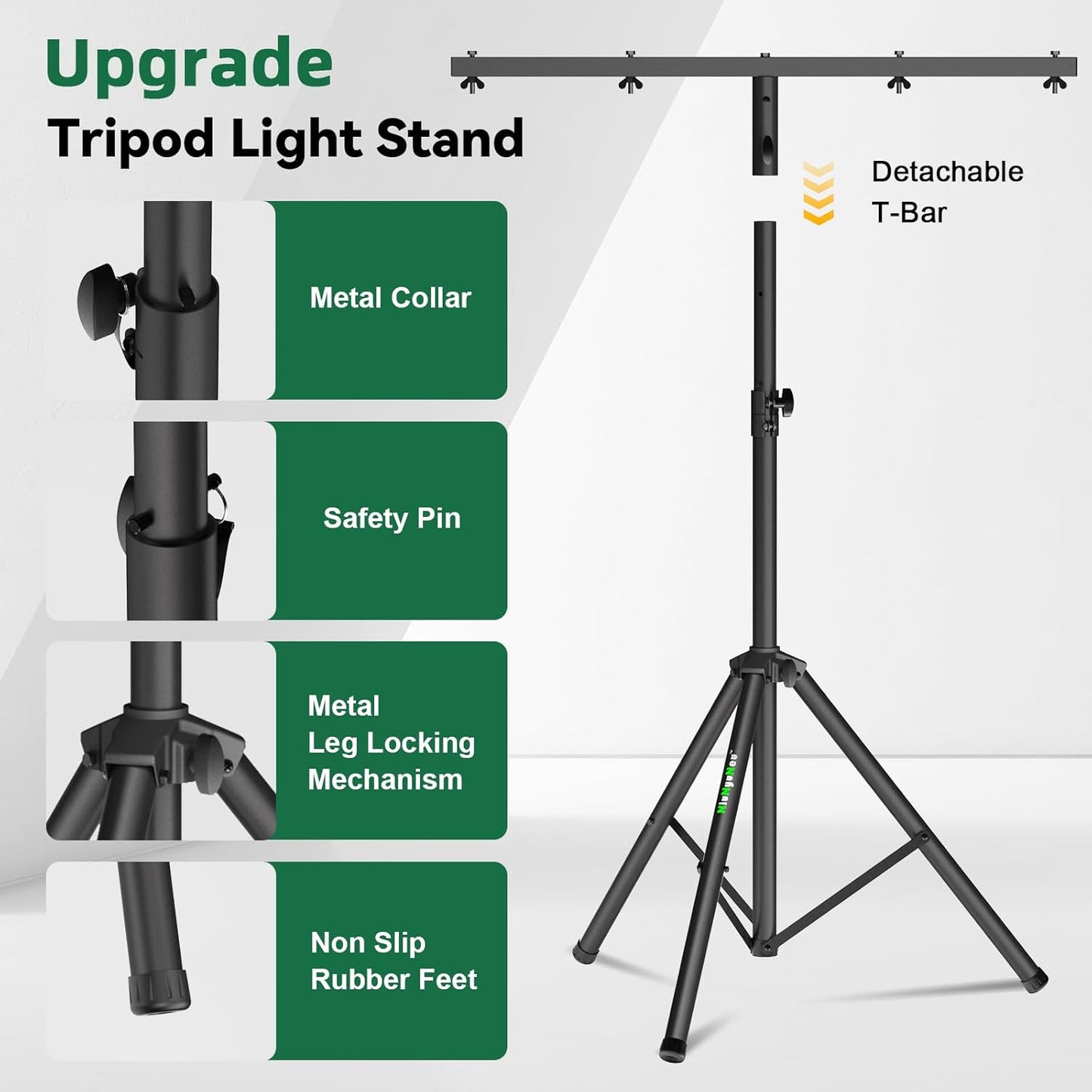Dj Light Stand Metal T-Bar Stage Stand for Par Lights Tripod Light Stand with Crossbar Mount, with a Carry Bag, Set of 2