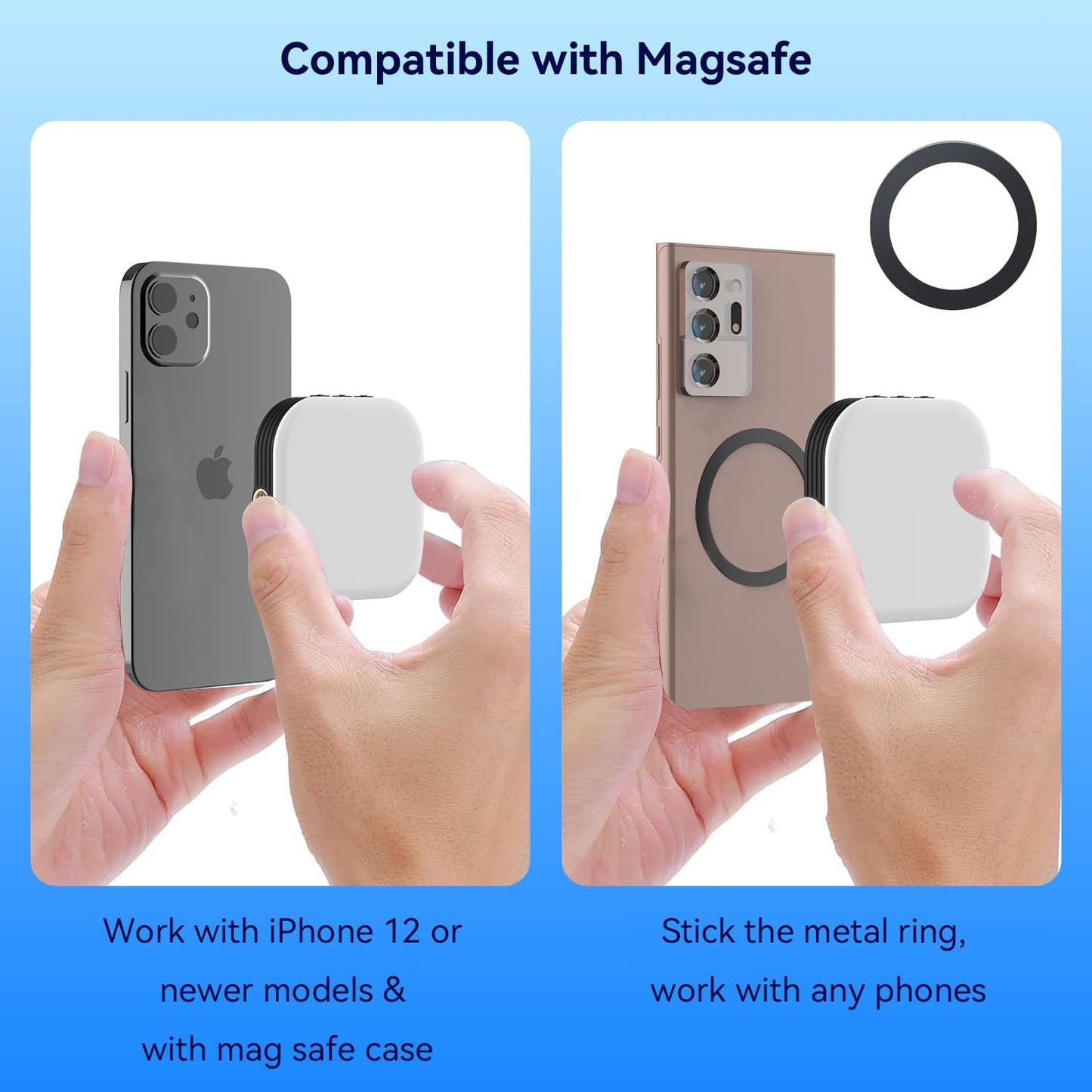 Mini Magnetic Phone Selfie Light Compatible with iPhone Magsafe, Clip on Pocket Light for Tablet Laptop Computer Zoom Video Call TikTok YouTube Video Recording Phone Filming Makeup