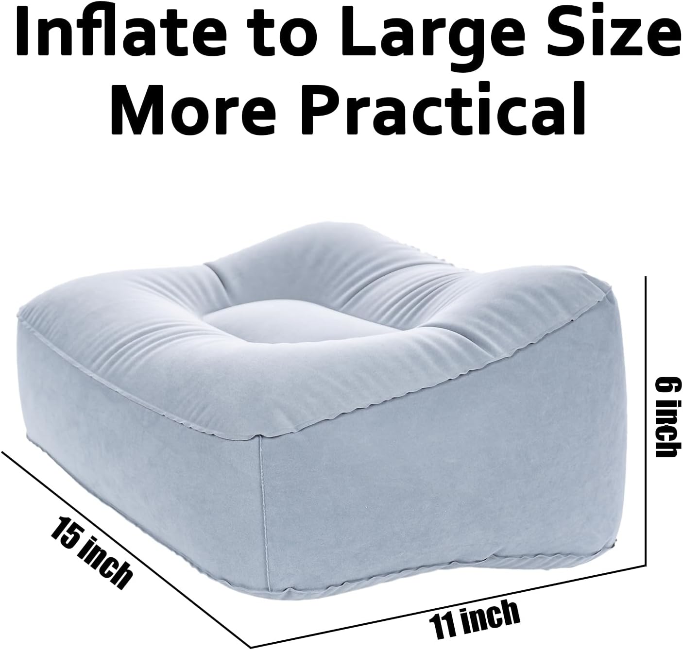 Inflatable Foot Rest Pillow - Portable, Non-Slip Base for Desk, Office Chair, Travel & Bed - Ergonomic Foot Support & Comfort (Grey)