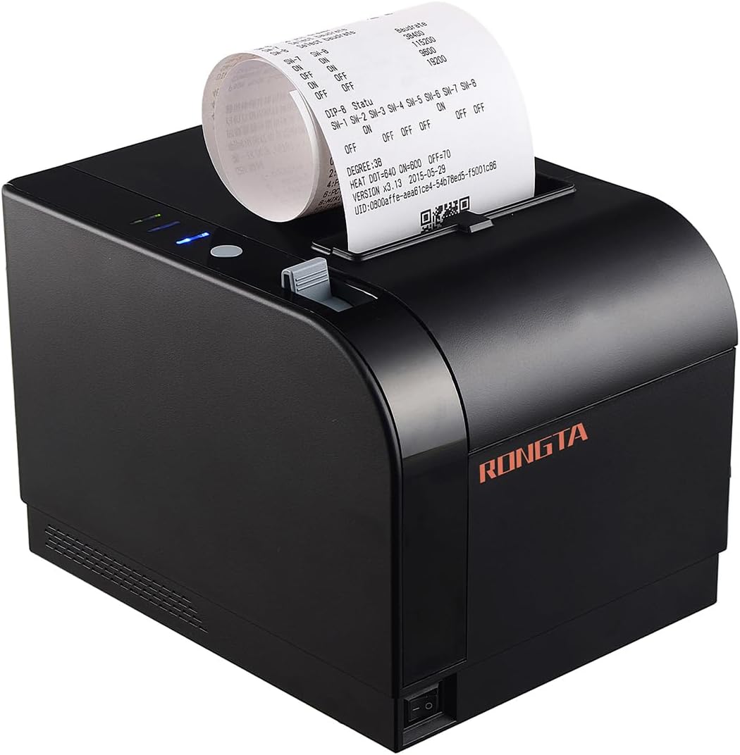 Rongta Thermal Receipt Printer, 80mm Receipt Printers, Thermal Pos Printer with Auto Cutter Support Cash Drawer,USB Serial Ethernet Support ESC/POS, Compatible with Windows/Mac/Linux
