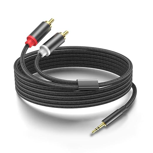 (16.5 FT / 1 Pack) 3.5mm to RCA Cable,3.5mm Male to 2RCA Male Audio Stereo Cable for Smartphones, MP3, Tablets, Speakers, HDTV