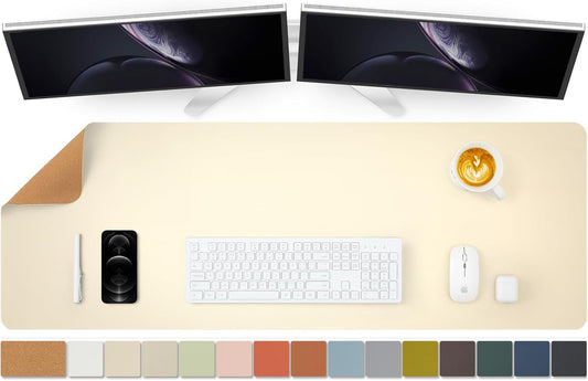 Large Cork Desk Mat - 47.2"x 17" Desk Pad for Office and Home - Ideal for Large Mouse Pad and Desk Mats on Top of Desks(Beige)
