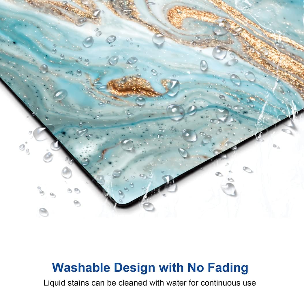 Mouse Pad, Marble Mouse Pad, Premium-Textured Mouse Mat Square Waterproof Non-Slip Rubber Base Computer Mousepads for Office Laptop Desk, Cyan Gold Marbling