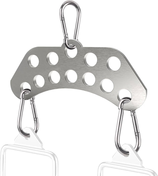 Double to Single Adaptor Plate for Cable Pulley Machines Durable Solid Stainless Steel with 3 Carabiners Suitable for Dual Cable Machines LAT Pulldown, Shoulder & Biceps Exercises