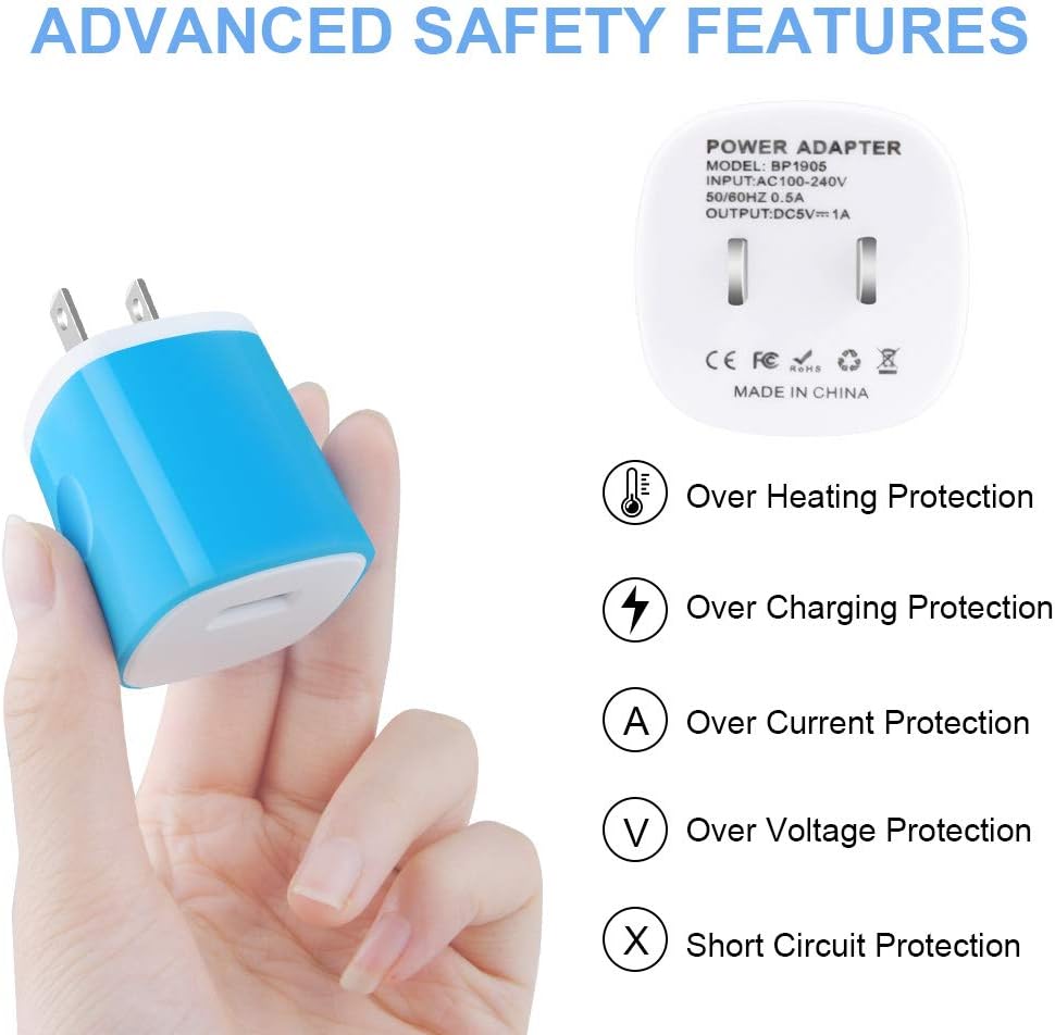 Single Port Wall Charger with USB Cord for Android Phone Compatible for Samsung Galaxy S7/S6 Edge /A10/J7 Prime / J7 v /J7 Sky Pro, Moto E6/E5 Plus/E5 Play/G5S Plus/E4/X/G, LG K10/K20/K30/V10/G3/G2/Q6