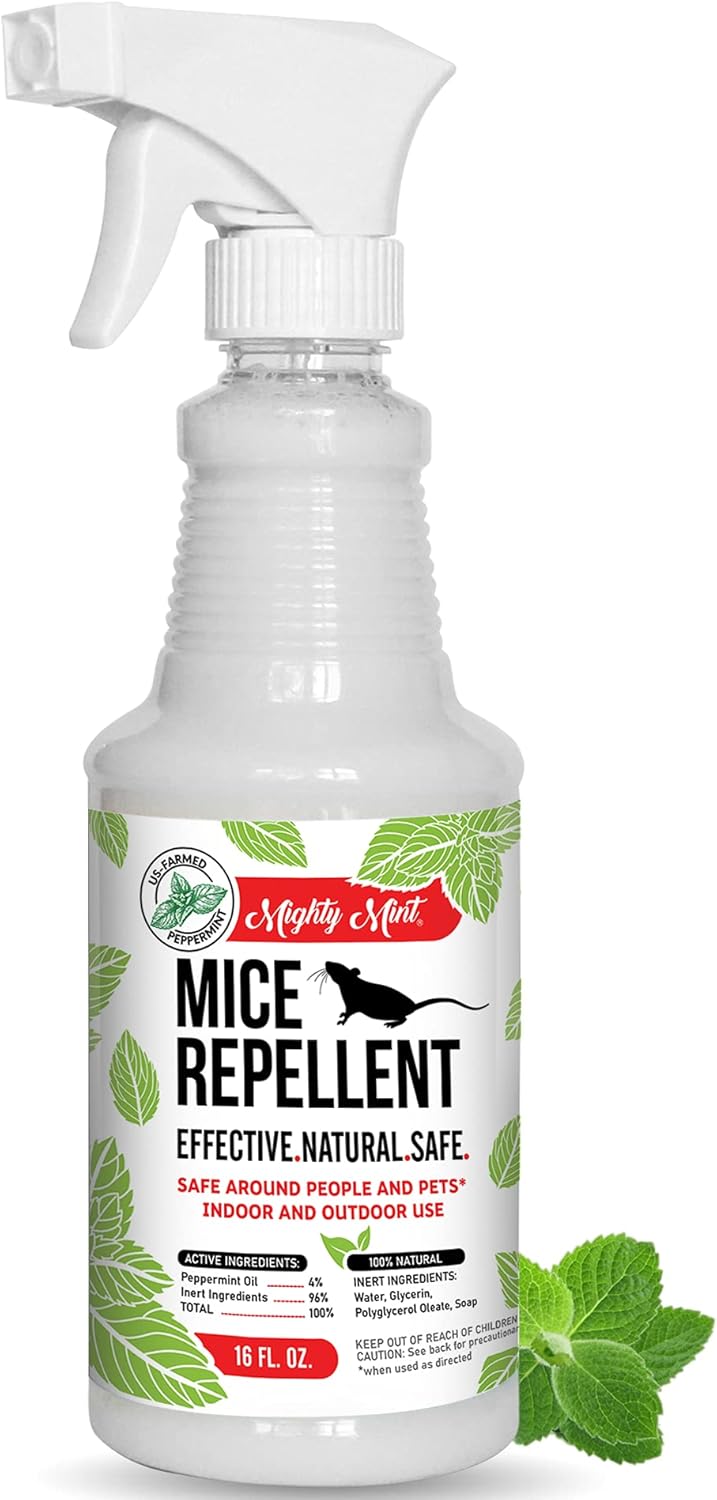 Mighty Mint Peppermint Oil Mouse Repellent Spray – Natural Indoor & Outdoor Control for Mice and Rodents – Plant-Based, Extra-Strong Formula - 16 oz