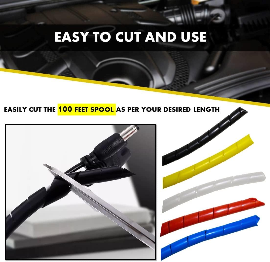 Kable Kontrol Vortex Spiral Cable Wrap - 1/4” Inch 100’ Feet Long - Hose Protector Flexible Polyethylene Wire Conduit Tubing Cable Sleeve Cord Cover to Organize Wires – Natural